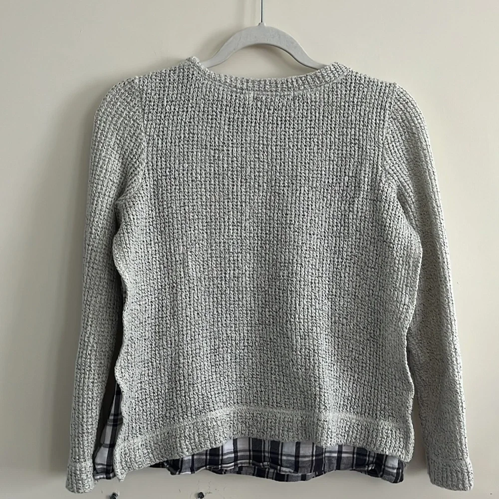 Sanctuary Slit‎ Sided Sweater sz XS Gray Anthropologie Comfort casual Plaid